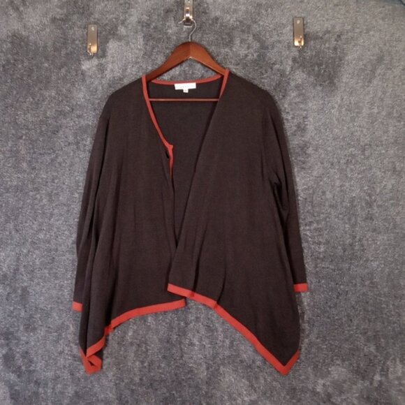 Bryn Walker Brown and Red Cardigan Sweater with Classic Knit Design Open Size S - Picture 2 of 10